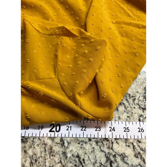 Shein Textured Blouse XL Mustard Yellow Long Sleeve Button Front Boho Fall Style - Picture 7 of 9
